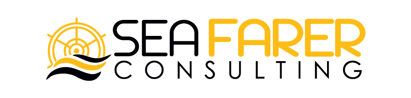 Seafarer Consulting, gold ship's wheel logo